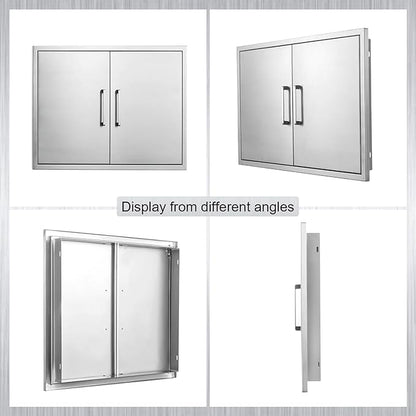 Outdoor Kitchen Door, 28" W21 H Outdoors Access Doors, Stainless Steel BBQ Double Door, Available for Outdoor Kitchen Island