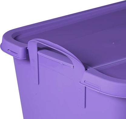 Life Story 6 Pack Light Duty Stackable Storage Bin, 55 Quart Home Organizer, Versatile Lightweight Locking Bins with Carrying Handles, Purple
