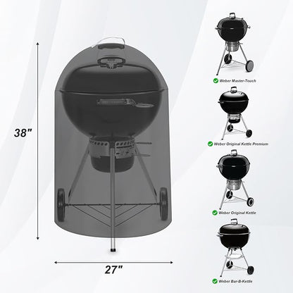22 Inch Charcoal Kettle Grill Cover, 7150 Cover for Weber Round Grill, Waterproof Grill Cover for Weber 22 Inch Master Touch Charcoal Grill,Heavy Duty Outdoor BBQ Covers