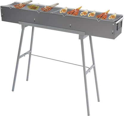 Charcoal Grill, Folding BBQ Grill with Adjustable Air Vents, Portable Stainless Steel Grills for Outdoor Camping Backyard Picnic, Foldable Charcoal Barbecue Grill, 39.3 * 7 * 5.1 inch
