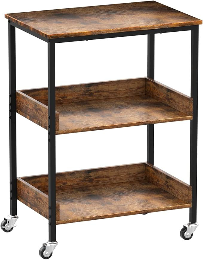 ASTARTH Kitchen Microwave Cart, 3 Tier Rolling Utility Cart on Wheels Coffee Cart, Storage Islands for Living and Kitchen Room
