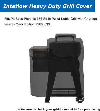 Grill Cover for Pit Boss Phoenix 376 Pellet, Heavy Duty 600D Waterproof for PitBoss Onyx Edition Phoenix Kettle Pellet Charcoal Grill Smoker Cover Accessories, Black