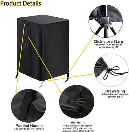 POMER Fire Column Cover,21inch Square Firepit Cover for Patio Fire Column Waterproof Outdoor Fireplace- 21"Lx21"Wx35"H