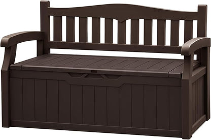 JUMMICO 80 Gallon Resin Outdoor Storage Bench Waterproof, Deck Box | Large Deck by JUMMICO