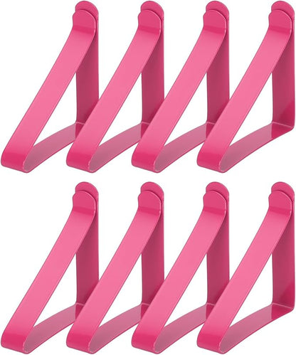 uxcell 8 Pack Tablecloth Clips, Stainless Steel Table Cloth Cover Clamps, 2.56" x 2.68" Windproof Holder Clips for Home Party Picnic Wedding Camping Dining Tables, Rose Red