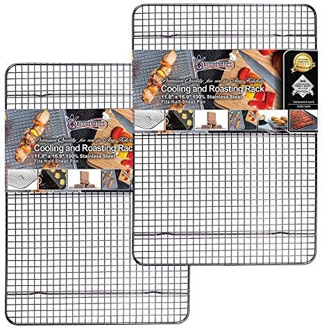 KITCHENATICS Half Sheet Cooling Rack Stainless Steel Oven Safe Set of 2 by KITCHENATICS