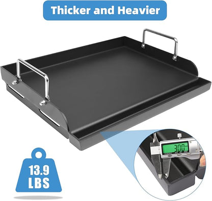 17" x 13" Griddle Plate for Gas Grill - Nonstick Coating, Ideal for Compact Grills, Flat Top Plate Insert with Grease Groove and Removable Handles for Gas Stove/Charcoal/Electric Flat Griddle