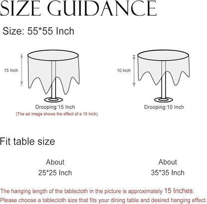 ISAENNE Designer Vintage Linen Small Round Table Cloth,Floral and Bird Pattern Elegant Tablecloth,Fall Wrinkle Resistant Home Decor Tablecloths for Dining Kitchen,Diameter 55"-Murad A