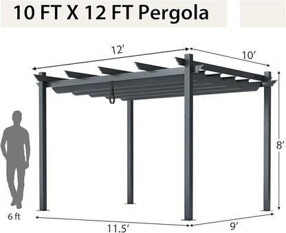 Tangkula 10x12 Ft Pergola, Heavy-Duty Aluminum Outdoor Pergola - Image 8