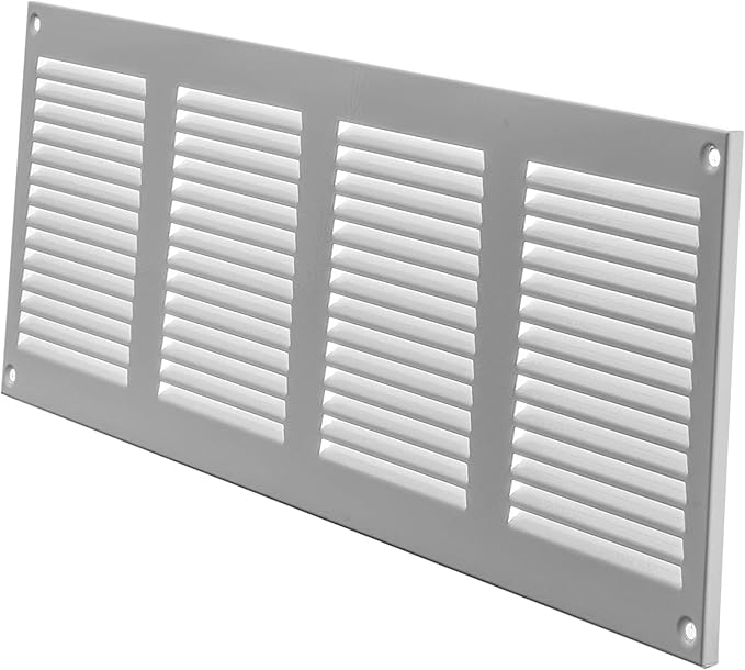 Repa Market 2-Pack Air Vent Cover 16x6 Inch (Outer Dimensions) White Galvanized Steel Louvered Grill Cover with Mesh Screen/Wall or Ceiling Vent/HVAC Register for Indoor and Outdoor Ventilation