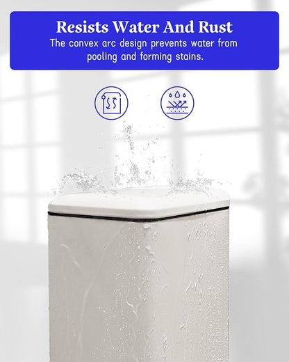 Trash Can with Lid, 10L Bathroom Waste Bin, Small Pedal Bin, Stainless Steel Garbage Can for Bathroom, Bedroom and Office, White