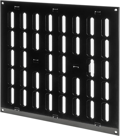 Repa Market 12" x 12" Inch (Outer Dimensions) Black Adjustable Air Vent Cover - Indoor Outdoor Metal Grille - Heating Cooling Ventilation for Home Garage Shed - Open and Close Register (11.81 x 11.81)