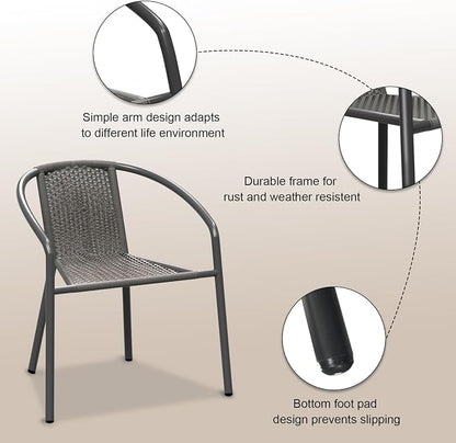 Grezone 4-Piece Rattan Indoor-Outdoor Restaurant Stack Chair Versatile and - Image 4