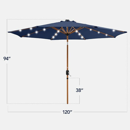 Best Choice Products 10ft Solar Market Patio Umbrella w/Woodgrain Pattern Pole - Image 2