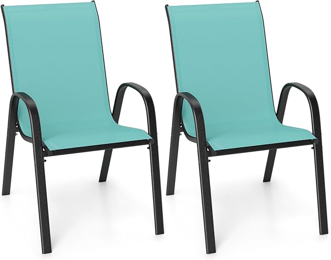 Tangkula Patio Dining Chairs Set of 2, Outdoor Stackable All Weather Heavy Duty by TANGKULA