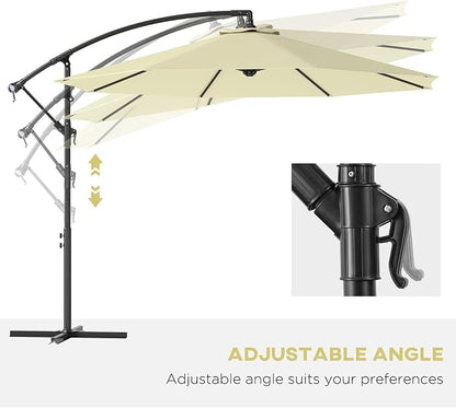 Outsunny 10' Cantilever Hanging Tilt Offset Patio Umbrella | UV & Water - Image 4