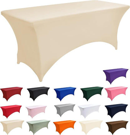6-Pack 6ft Spandex Table Covers for Rectangle Standard Folding Tables - Wrinkle Resistant Stretch Tablecloths - Ultimate Fitted Table Protector for Parties, Trade Shows, Wedding