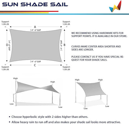 Windscreen4less 12' x 14' Sun Shade Sail Rectangle Outdoor Canopy Cover UV Block - Image 5