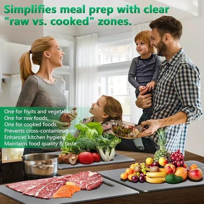 Katuchef Titanium Cutting Board - New Upgrade 100% Pure Titanium Cutting Boards for Kitchen Double Sided Non Toxic Cutting Board,Hygiene Durable Dishwasher Safe Chopping Board (3PC:S+M+L)