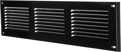 Repa Market 12x4 Inch Air Vent Cover/Black Galvanized Steel Louvered Grill Cover with Mesh Screen/Wall or Ceiling Vent/Durable Flush Mount HVAC Register for Indoor and Outdoor Ventilation