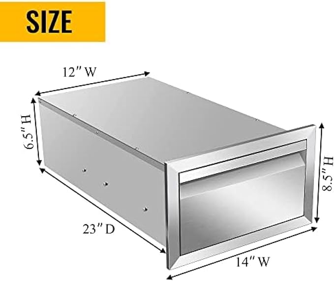 Outdoor Kitchen Drawers, Flush Mount Triple Access BBQ Drawers With Stainless Steel Handle, BBQ Island For BBQ Island Patio Grill Station,Single Drawer