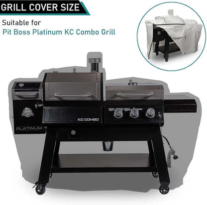 ZJYWSCH Grill Cover for Pit Boss Platinum KC Combo PB1285KC Wood Pellet and Gas Grill 600D Heavy Duty Pit Boss KC Combo Grill Cover Outdoor Waterproof