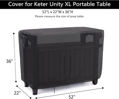 Patio Prep Table Cover for 52 Inch Keter Unity XL Portable Outdoor Table,Waterproof Outdoor Bar Table Covers,Outdoor Grill Cart Pizza Oven Table Cover