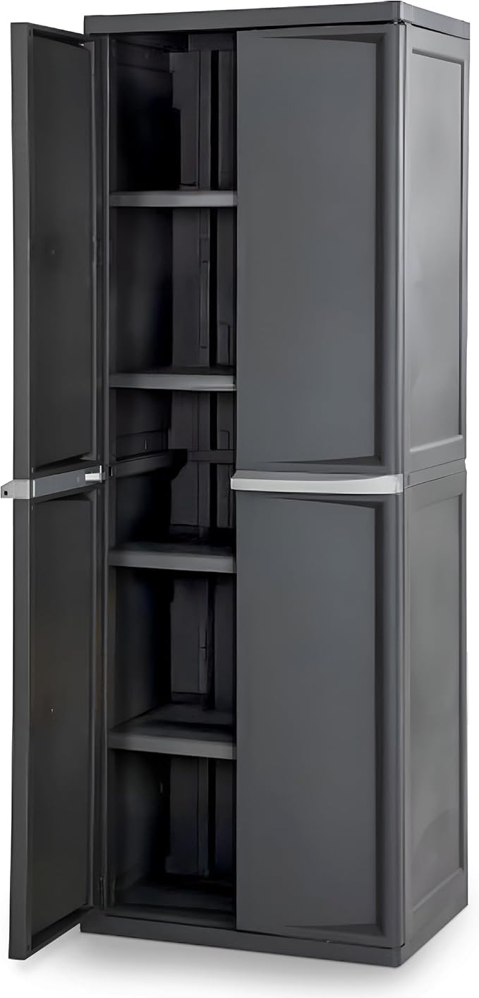 Sterilite 4 Shelf Cabinet, Durable Plastic Storage Solution, 1 Pack | by Sterilite