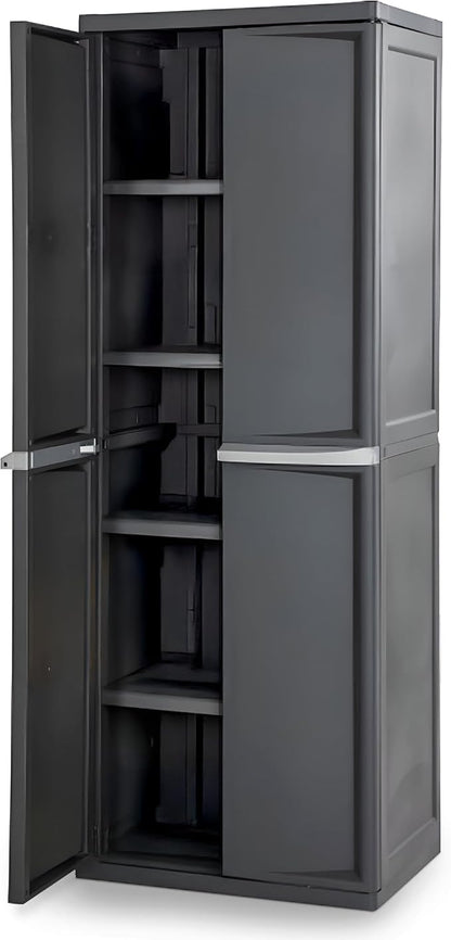 Sterilite 4 Shelf Cabinet, Durable Plastic Storage Solution, 1 Pack | by Sterilite