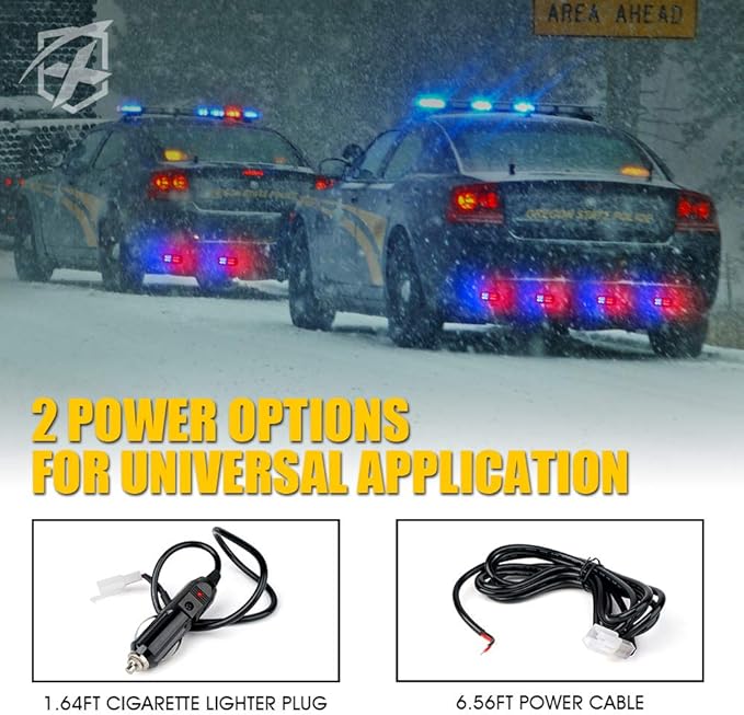 Xprite 24 LED Surface Mount Strobe Lights Kit with Control Panel, Grill Grille Flashing Emergency Warning Police Side Marker Light for Trucks Vehicles ATV RV Cars Van Red Blue, 4PCS