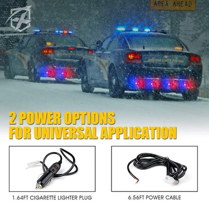 Xprite 24 LED Surface Mount Strobe Lights Kit with Control Panel, Grill Grille Flashing Emergency Warning Police Side Marker Light for Trucks Vehicles ATV RV Cars Van Red Blue, 4PCS