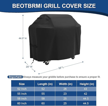 58 Inch Grill Cover for Outdoor Grill, Heavy Duty BBQ Grill Cover for Weber Genesis 300 & Genesis II 300 Series Grills, Waterproof & Weatherproof with Adjustable Straps, Fits for Weber 3 Burner Grill