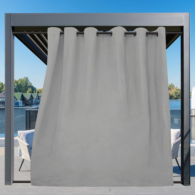 Easy-Going Outdoor Curtains for Patio 1 Panel, 110x108 inch, Light Grey | - Image 3