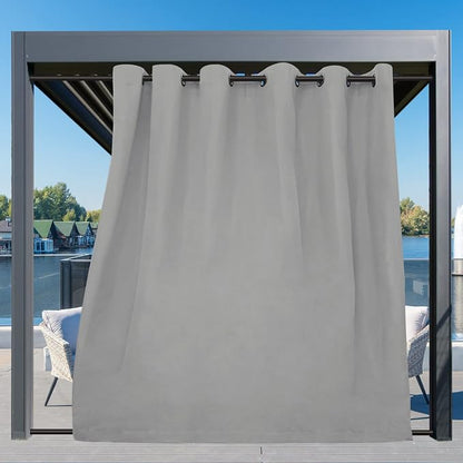 Easy-Going Outdoor Curtains for Patio 1 Panel, 110x84 inch, Light Grey | - Image 3