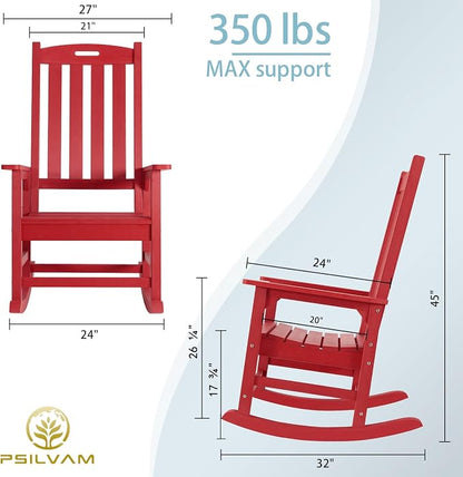 Outdoor Rocking Chairs Set of 2, Oversized Porch Rocker | Weather Resistant - Image 3