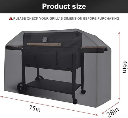 LBTING Grill Cover, 75-inch Heavy Duty 300D Oxford Waterproof Windproof UV Resistant BBQ Gas Grill Cover for Outdoor Barbecue Fit Most Brands Weber, Brinkmann, Char Broil, Holland