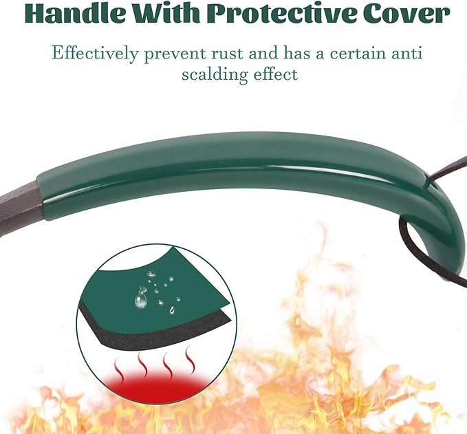 KAMaster Cast Iron Grill Grate Lifter Compatible with Big Green Egg,Primo Vision Louisiana Grills Kamado Grill Accessories Grate Lifters with Green Protective Cover for Moving Hot Grate