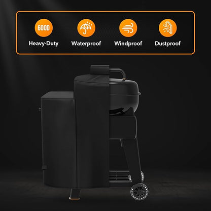Heavy Duty 600D Polyester Grill Cover Compatible with Pit Boss Phoenix Kettle Grill Onyx Edition Weather Resistant PB Phoenix Kettle Pellet Charcoal Grill Smoker Cover