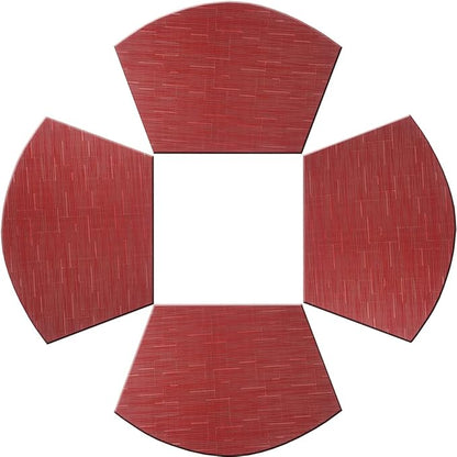 PIGCHCY Wedge Shaped Placemats for Dining Table Cross-Weave Washable Vinyl Placemat Heat Resistant Round Table Mats Set of 4 (Burgundy Red)