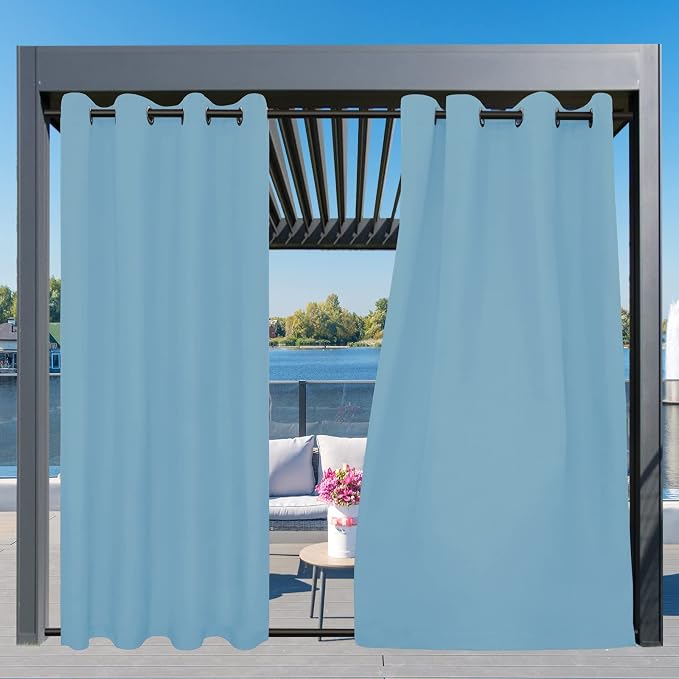 Easy-Going Outdoor Curtains for Patio 1 Panel, 54x84 inch, Sky Blue | Waterproof - Image 3