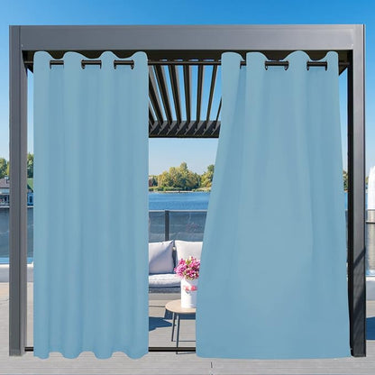 Easy-Going Outdoor Curtains for Patio 1 Panel, 54x84 inch, Sky Blue | Waterproof - Image 3