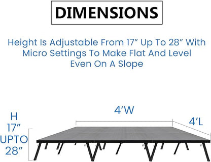 16'x24' MyStage 24 Portable Stage -Performance Floor Versatile Platform Modular System Stage - DJ, Drum, Camera Stage Riser -Compact & Stable, Easy to Carry, Assemble & Transport