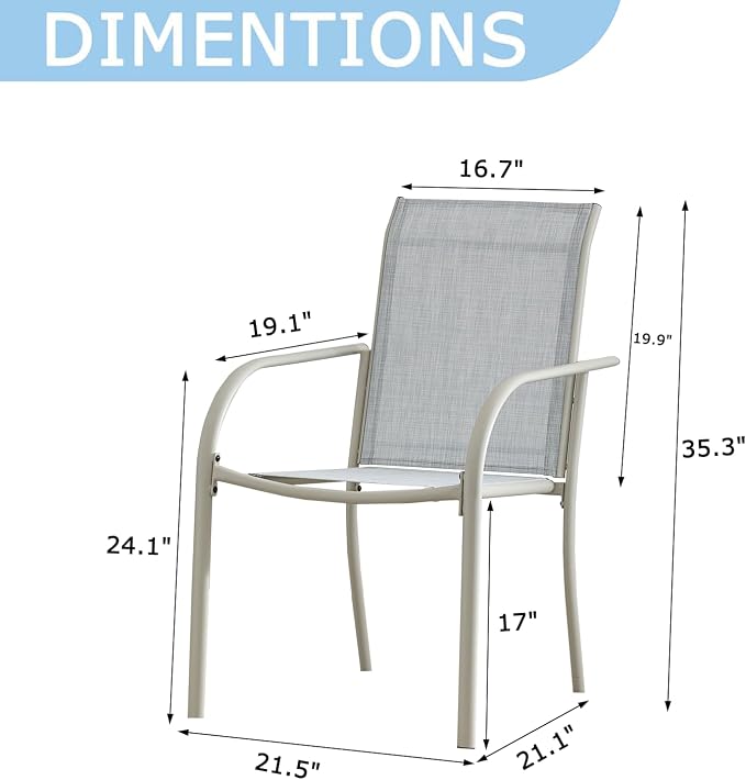 Stackable Patio Chairs Set of 8, Outdoor Dining Chairs - Image 2
