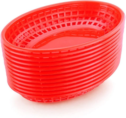New Star Foodservice 44171 Fast Food Baskets, 9 1/4-Inch x 6-Inch Oval, Set of 36, Red