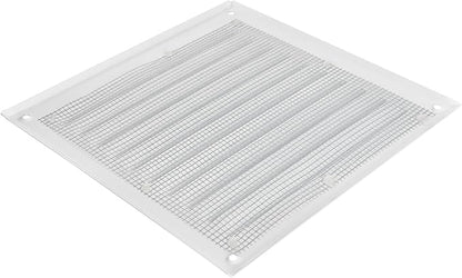 Square Ventilation Grille / 6" x 6" Inch Inside Measurement/White Metal Air Vent Louver - Inside/Outside use - / 7.7" x 7.7" Inch Outer Measurement
