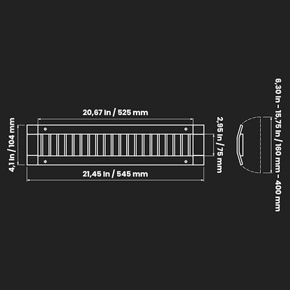 Repa Market 21" x 3" Inch Air Grille for Round Spiral Ducts - Adjustable Single Louvre Blade - Galvanized Ventilation Cover - Side Fit Round Surface Canal Ducting from 7" to 15.75" Inches