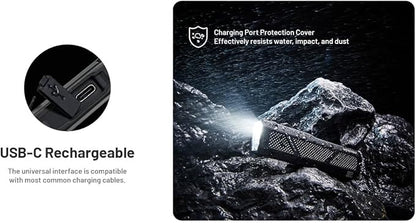 Nitecore EDC17 1500 Lumens EDC Flashlight – 3-in-1 with White Light, UV Black Light and Green Beam, Slim Flat Stainless Steel, USB-C Rechargeable, Waterproof for Outdoor or Work