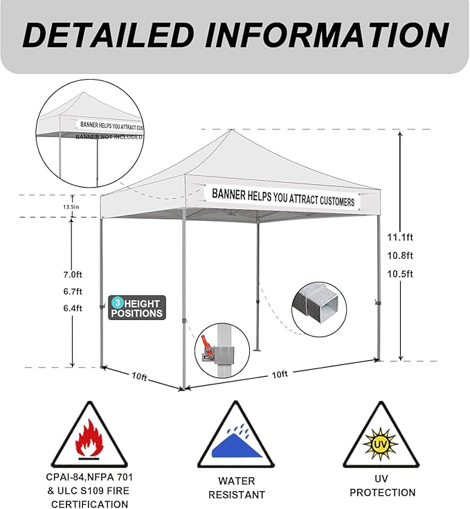 Eurmax USA Standard 10x10ft Patio Pop Up Canopy Tent for Outdoor Events Commercial Instant Canopies with Heavy Duty Roller Bag,Bonus 4 Canopy Sand Bags (Blue)