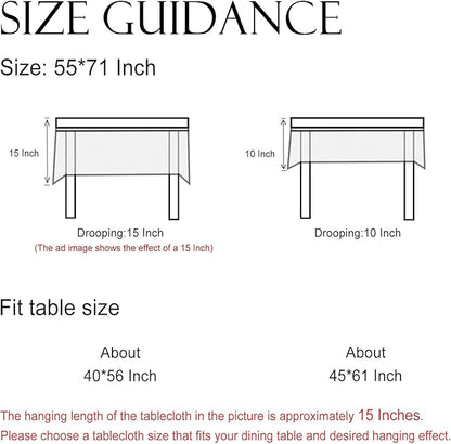 ISAENNE Designer Christmas Linen Small Rectangular Tablecloth,Light Beige Western Elegant Table Cloth,Wrinkle Resistant Decor Tablecloths for Dining Thanksgiving Kitchen Christmas,55"*71"-Carol G