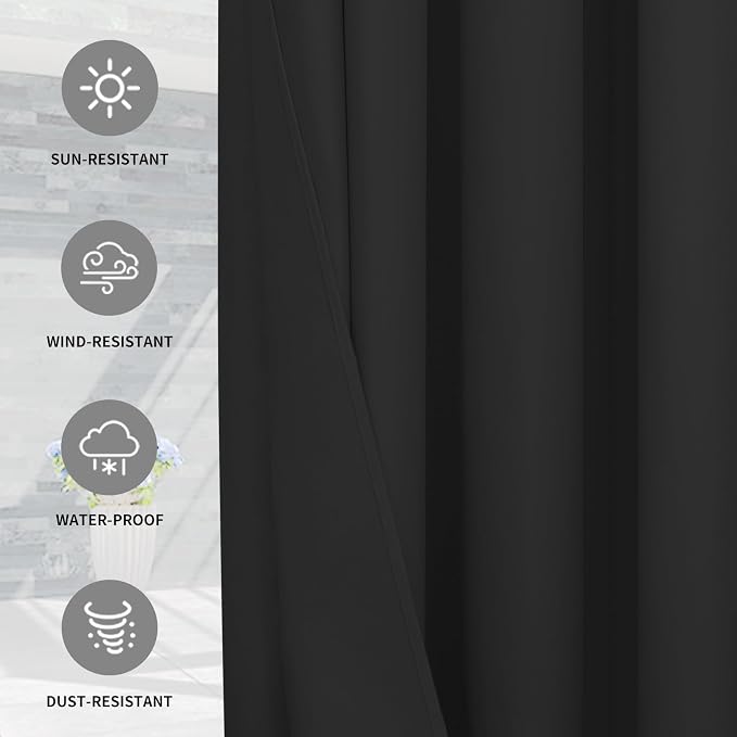 Easy-Going 100% Waterproof Outdoor Curtains 110x96 inch, Gazebo and Pergola 1 - Image 5